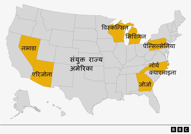 अमेरिकी राष्ट्रपतीय चुनावमा निर्णायक हुन सक्ने यी सात राज्य