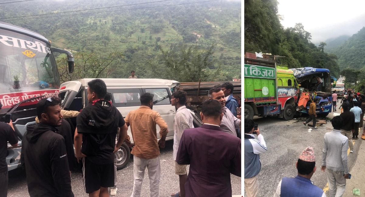 चितवनमा सातवटा गाडी ठोक्किँदा २१ जना घाइते