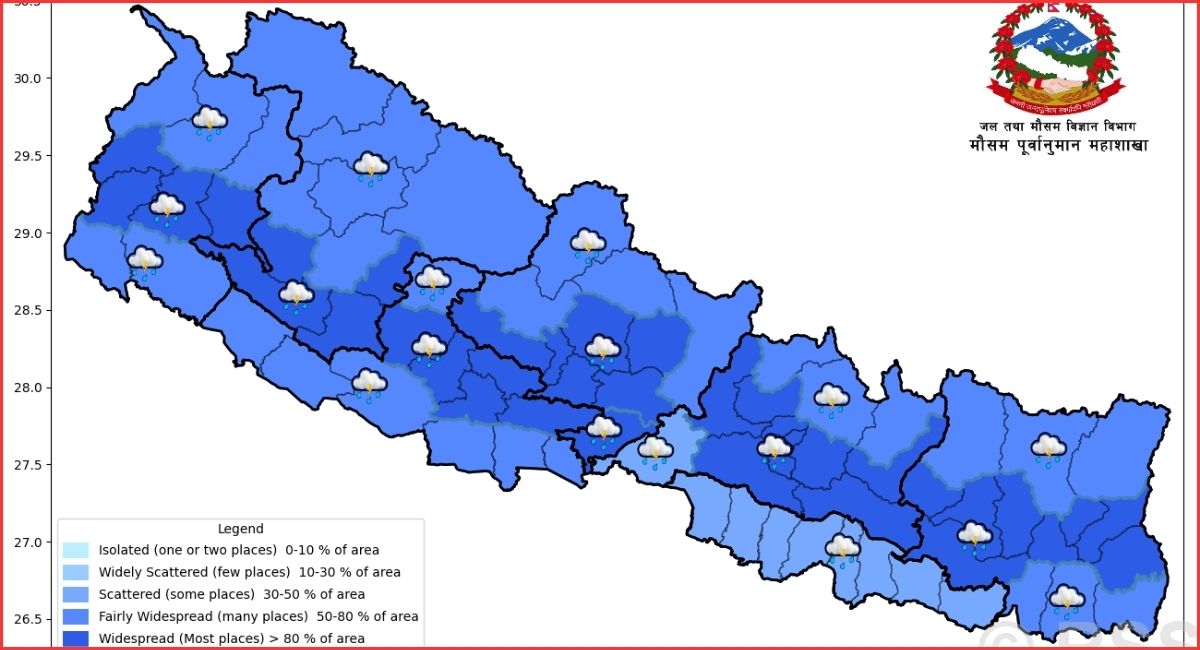 मनसुन सक्रिय: देशका धेरै ठाउँमा भारी वर्षाको सम्भावना